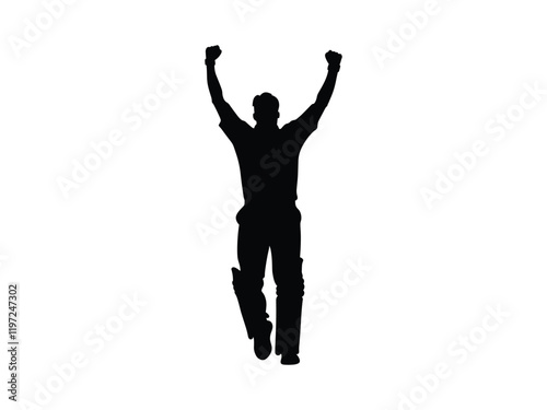 Bowler Celebrating Wicket Silhouette Set for Sports Graphics