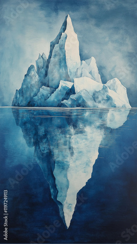 Iceberg Cross-Section Above and Below Water photo