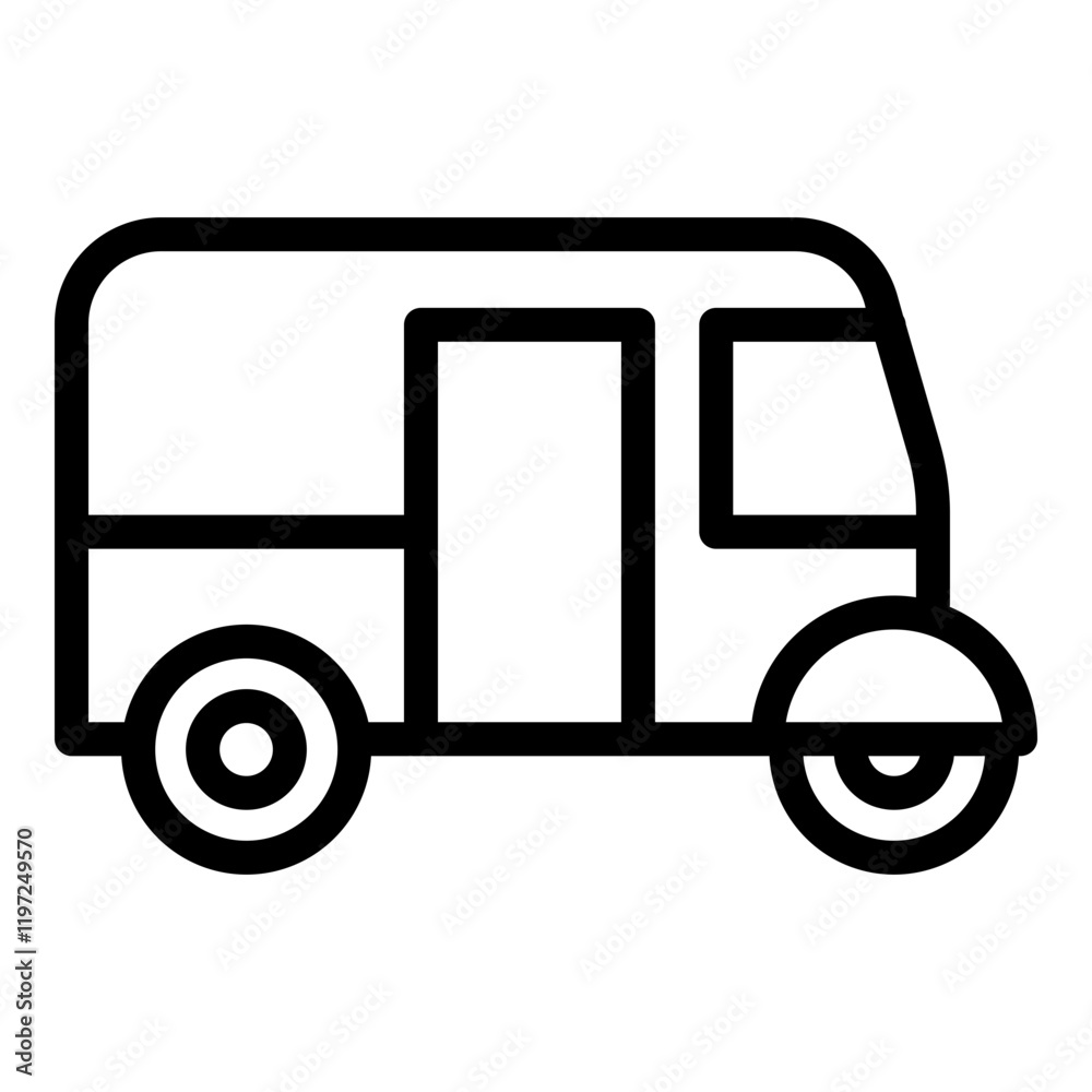 Autorickshaw icon. Vector line icon Autorickshaw icon. Vector line icon