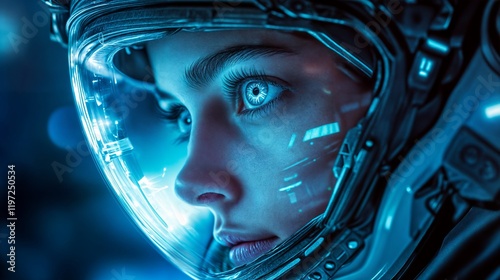 Wallpaper Mural Astronaut wearing futuristic helmet explores space metaverse Torontodigital.ca