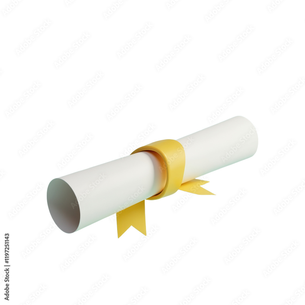 rolled white certificate with yellow ribbon rolled white certificate with yellow ribbon