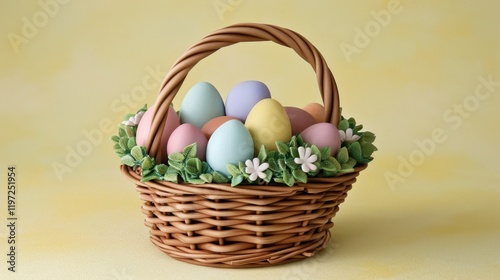 Charming Easter Basket with Colorful Eggs