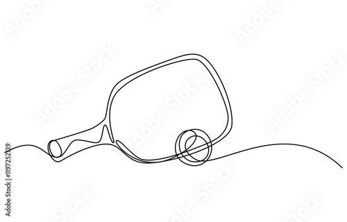Playful Line Illustration for Table Tennis, One continuous line drawing pickleball ball. One line sport ball. One continuous line drawing pickleball ball. One line sport ball