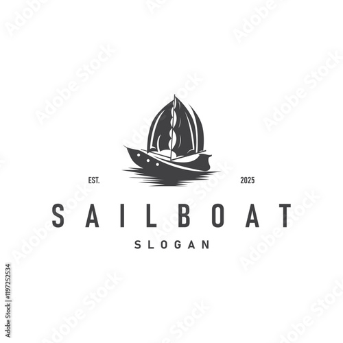 Sailboat Logo Design, Fishing Boat Illustration, Fishing Boat Company Brand Vector Icon, Boat Shop Design, Fish Shop, Transportation