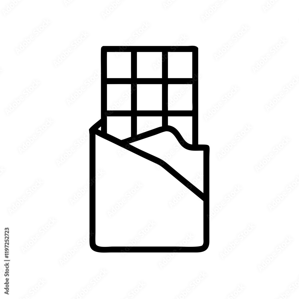 Wrapped chocolate bar icon in minimalist black style for birthday celebrations and treats Wrapped chocolate bar icon in minimalist black style for birthday celebrations and treats