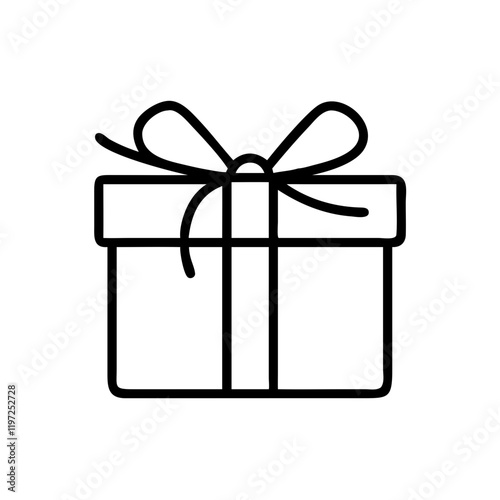 Wrapped gift box icon in minimalistic black style for festive occasions and celebration