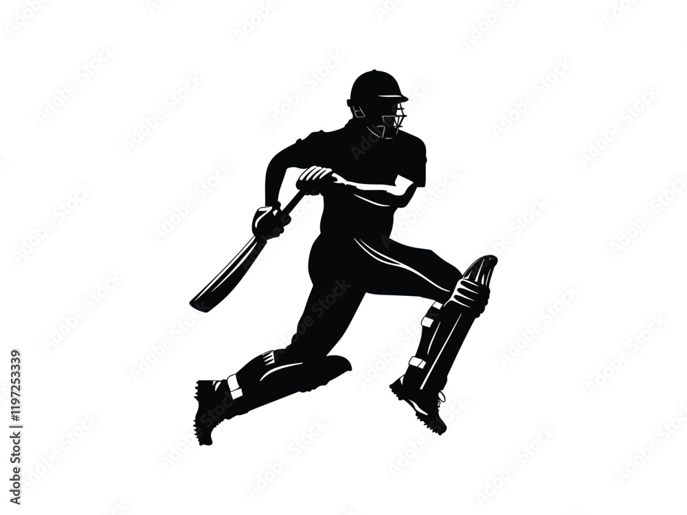 Cricket Player Running Silhouette | Sports Vector Art Cricket Player Running Silhouette | Sports Vector Art