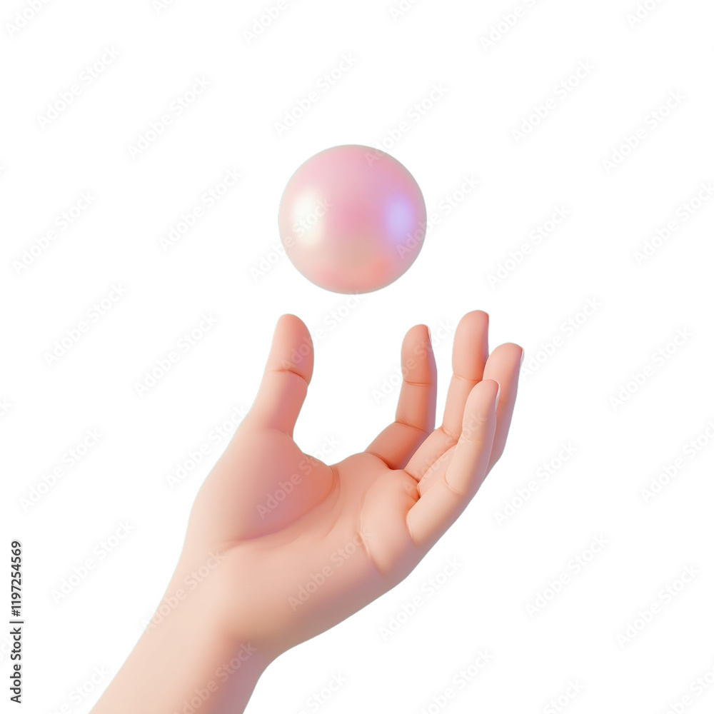 soft pink sphere gently held in a delicate hand against a light teal background soft pink sphere gently held in a delicate hand against a light teal background