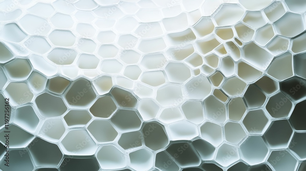 Obraz premium Abstract white and gray hexagonal cell network pattern.