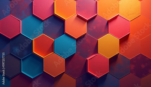 Digital hexagon colorful abstract background