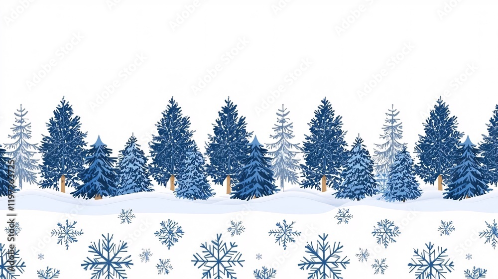 Fototapeta premium Snowy Winter Forest Border