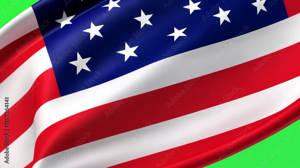 American flag waving against green chroma key screen background. National celebration, freedom and patriotism concept. USA Remember Memorial Day, 4th of July, Labour, Independence Day American flag waving against green chroma key screen background. National celebration, freedom and patriotism concept. USA Remember Memorial Day, 4th of July, Labour, Independence Day