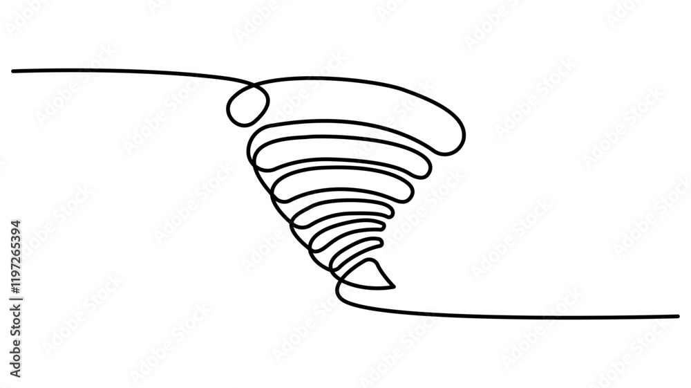 Storm with tornado continuous one line drawing, Vector stock illustration isolated Doodle vector illustration in simple linear style. on white background Storm with tornado continuous one line drawing, Vector stock illustration isolated Doodle vector illustration in simple linear style. on white background