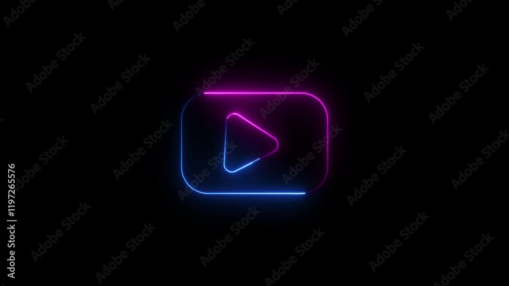Neon blue play button on black background. play circular button neon icon.Neon blue play button on black background Neon blue play button on black background. play circular button neon icon.Neon blue play button on black background