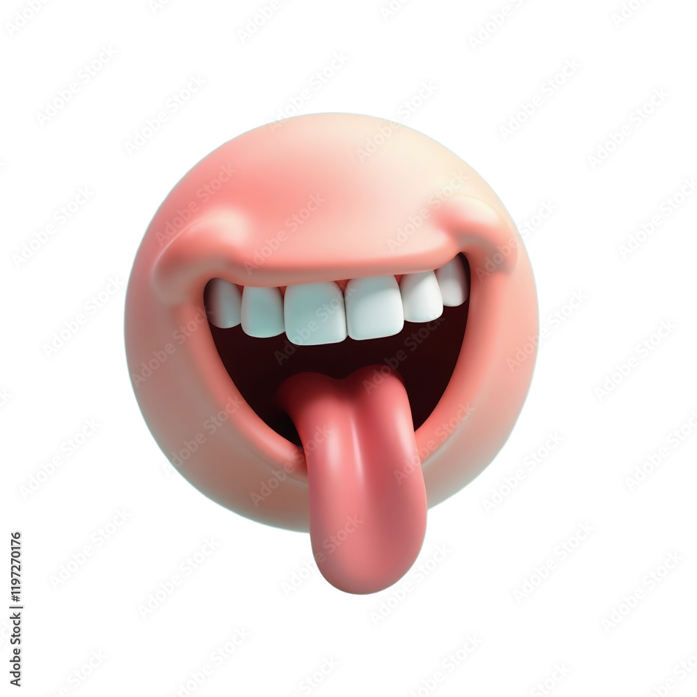 Naklejka premium playful 3d render of a smiling mouth with tongue out