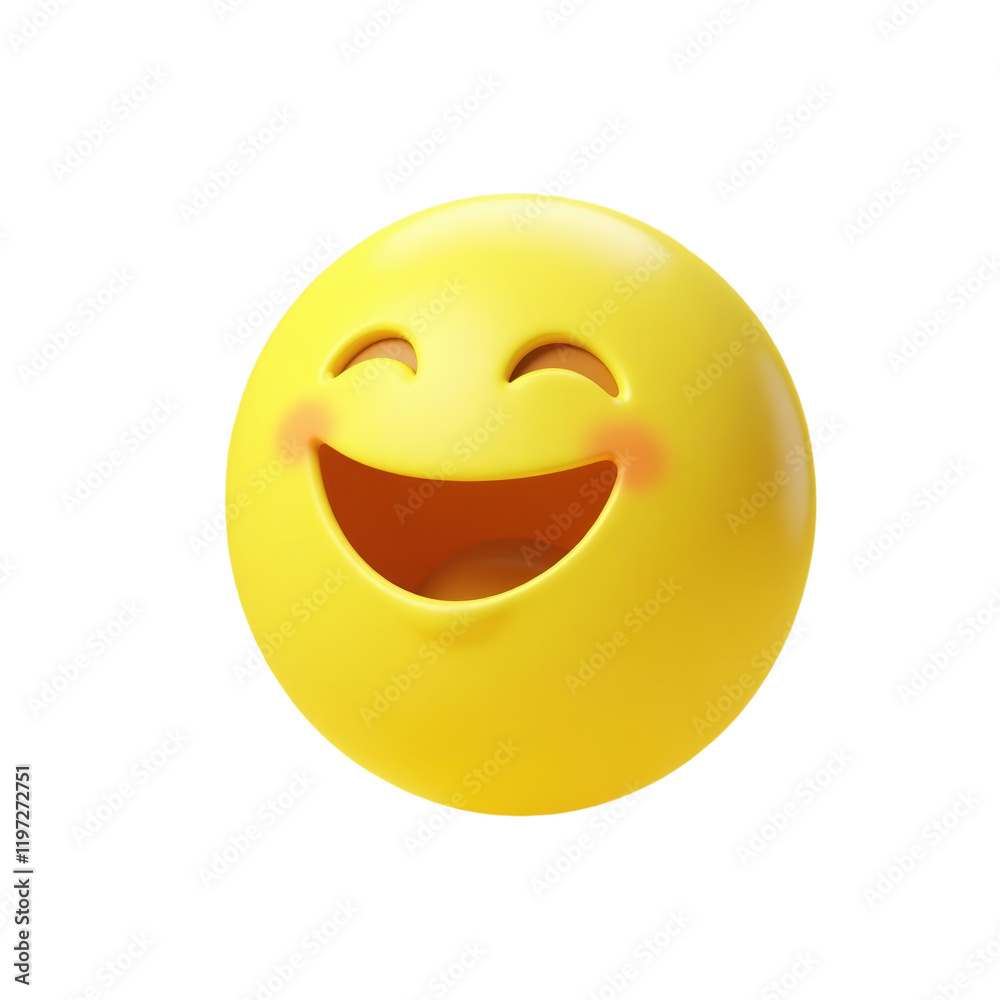 joyful yellow emoticon 3d rendering joyful yellow emoticon 3d rendering