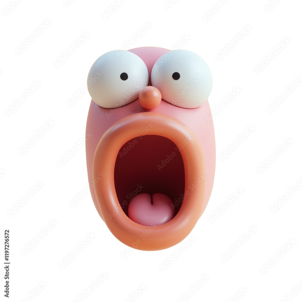 Fototapeta premium 3d rendered cartoon face with wide eyes and open mouth expressing surprise