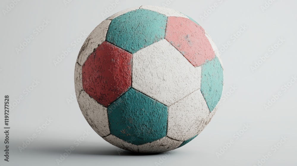 Weathered Soccer Ball on Solid Background with Texture and Detail Weathered Soccer Ball on Solid Background with Texture and Detail