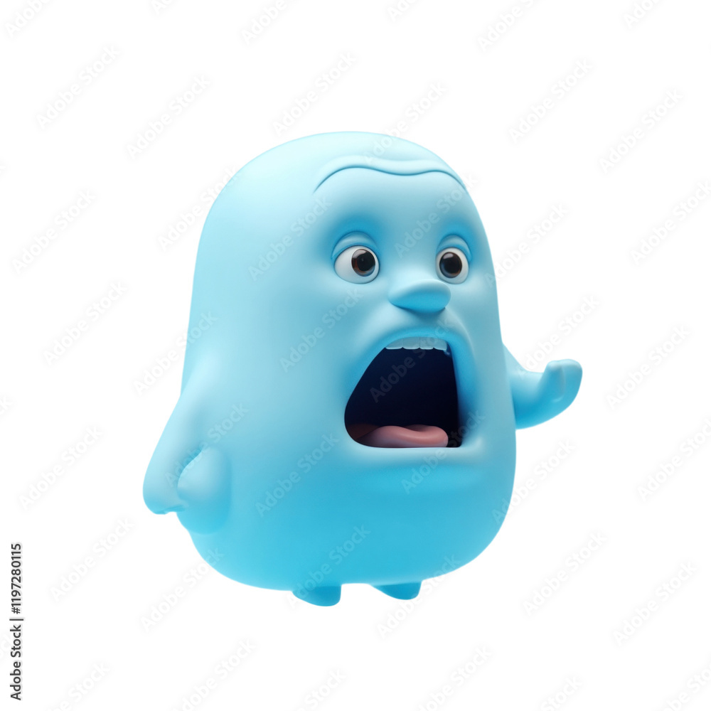 playful 3d render of a surprised light blue cartoon character playful 3d render of a surprised light blue cartoon character
