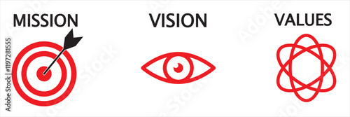 Mission vision values icon. Vector 