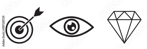 Mission vision values icon. Vector 