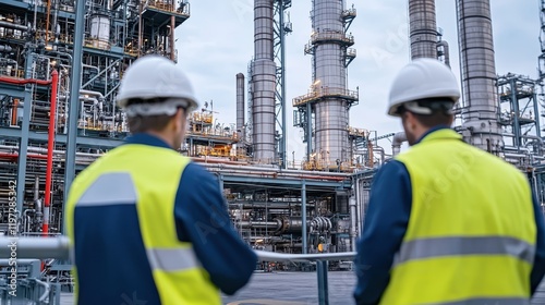 Engineers conduct performance tests on an industrial boiler at a petrochemical facility, ensuring safe and efficient operation.