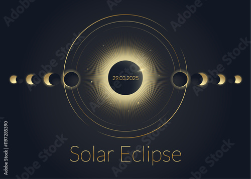 Solar eclipse banner, minimalistic tarot style