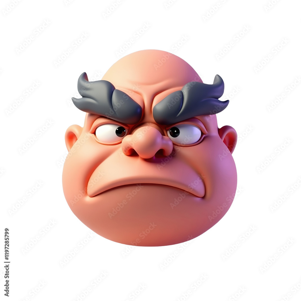 Naklejka premium 3d render of a grumpy cartoon