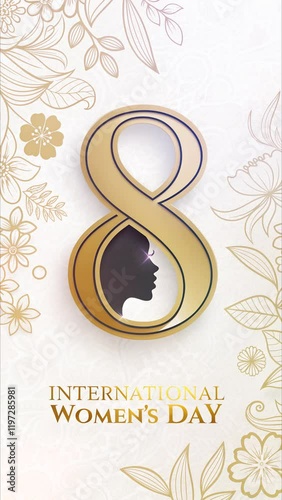 modern number 8 symbon with siholuette woman for greeting card woman day photo