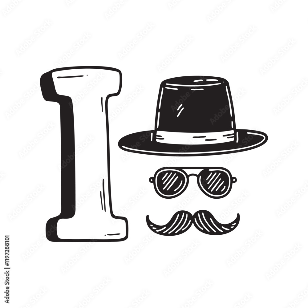 A doodle illustration of letter I and Incognito A doodle illustration of letter I and Incognito