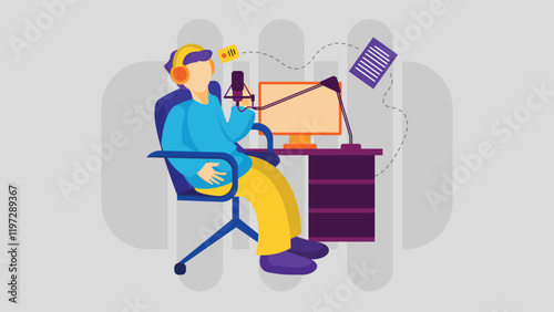 illustration Man podcasting