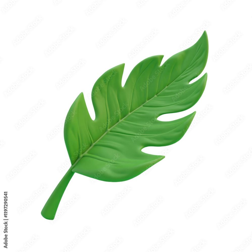 Fototapeta premium single vibrant green leaf on a mint green background