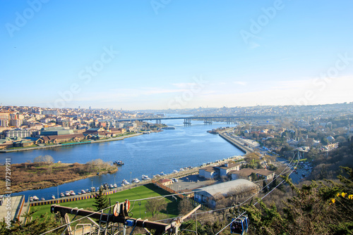 Fotografie under the deep blue sky Landscape view from the top of the pierre loti hill gold