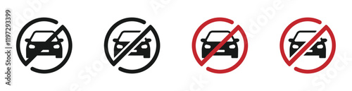 No parking vector signs. Don't park here vector icon designs