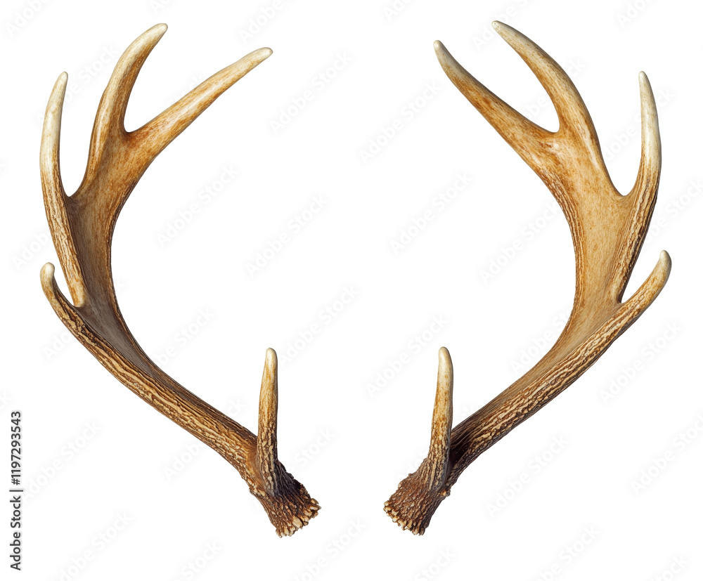 Fototapeta premium Pair of Exquisite Deer Antlers - A Majestic Nature's Gift , isolated on white background PNG