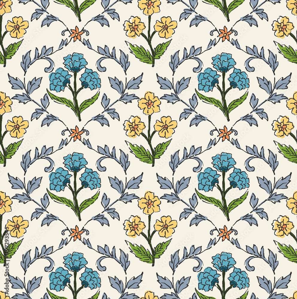 Fototapeta premium seamless geometric pattern with flowers details