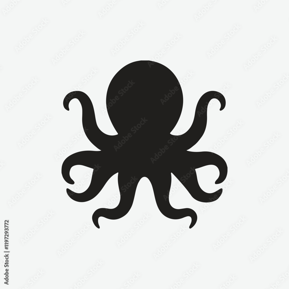 octopus silhouette icon vector on white background octopus silhouette icon vector on white background
