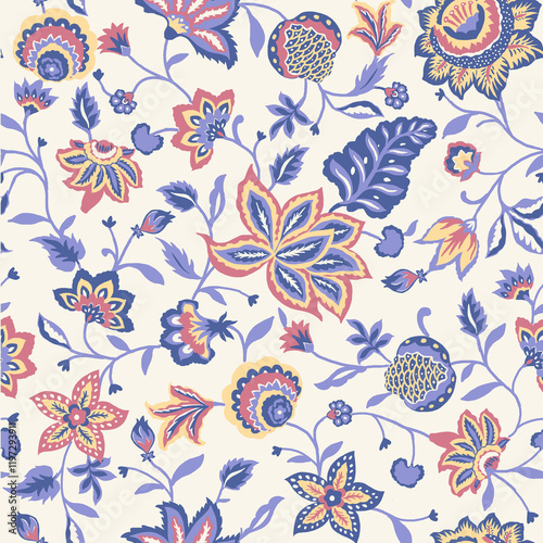 seamless pattern with beautiful colors of flowers