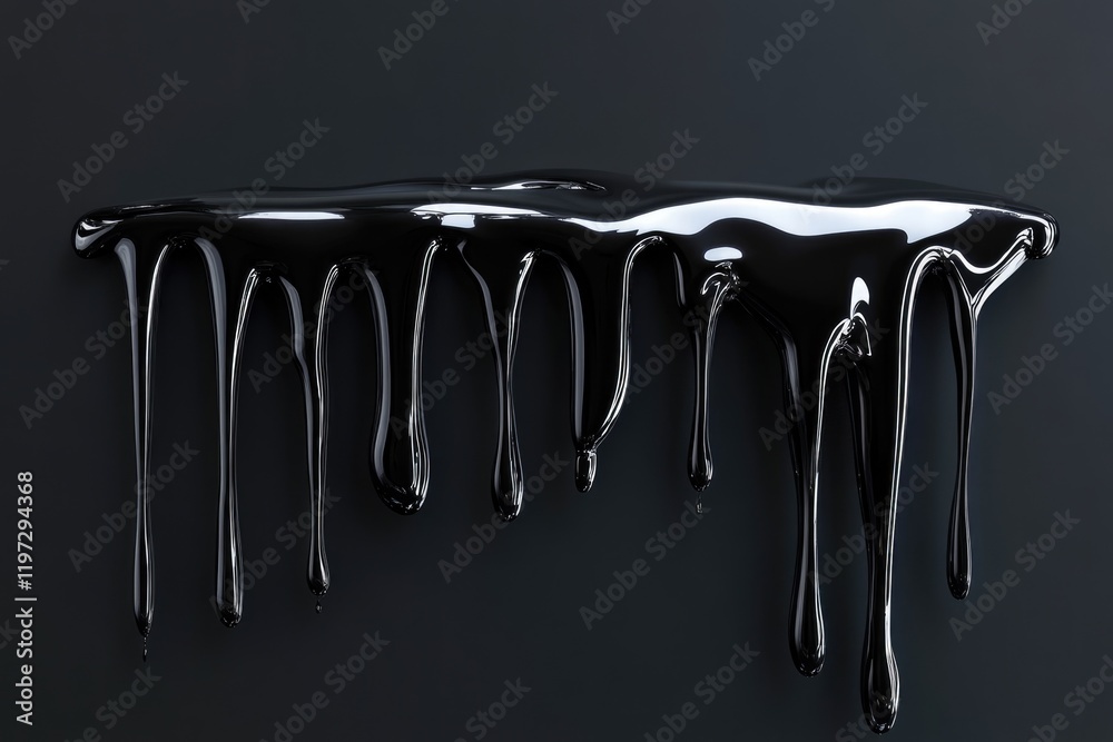Three-Dimensional Dark Typography with Dripping Glossy Finish in Black and Chrome Shades Three-Dimensional Dark Typography with Dripping Glossy Finish in Black and Chrome Shades