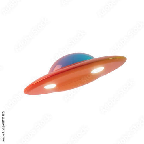 vibrant cartoon flying saucer against a soft pink backdrop photo