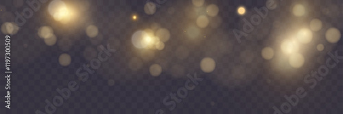 Bokeh background with soft golden light orbs on transparent grid, ideal for overlays and graphic design.
 photo