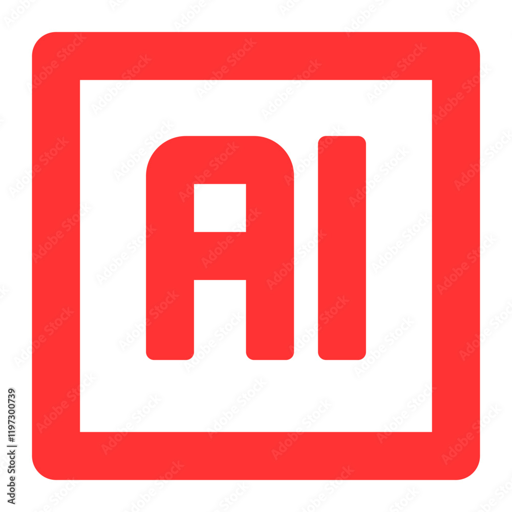 Fototapeta premium artificial intelligence red icon