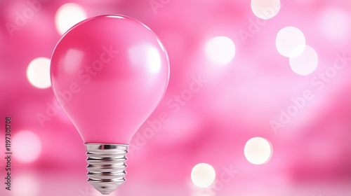 Wallpaper Mural Creative concept of a pink light bulb glowing against a soft pastel background with ample copy space for design Torontodigital.ca