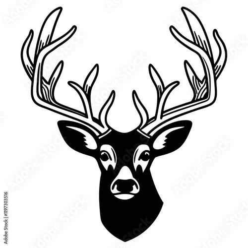 Wallpaper Mural Deer head silhouette vector illustration, logo type   with clean white background.
 Torontodigital.ca