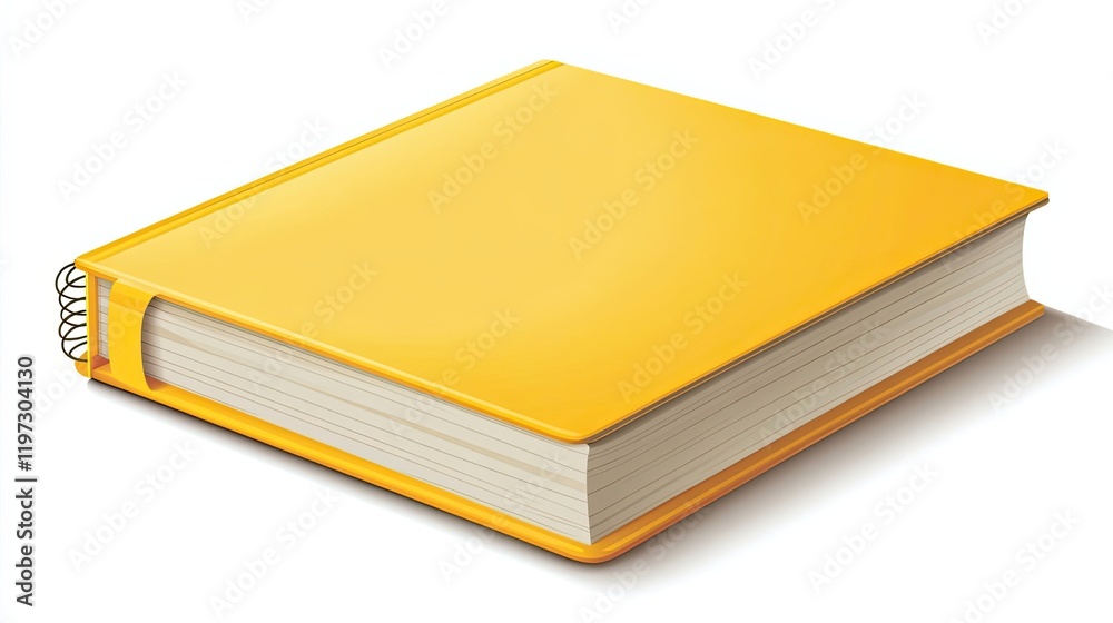 A bright yellow spiral bound book rests on a white background A bright yellow spiral bound book rests on a white background