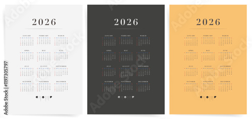 2026 Yearly Calendar Set, Minimalist One-Page Wall Design, Business and Home Planner, Aesthetic Templates in Neutral Colors, Printable and Editable
