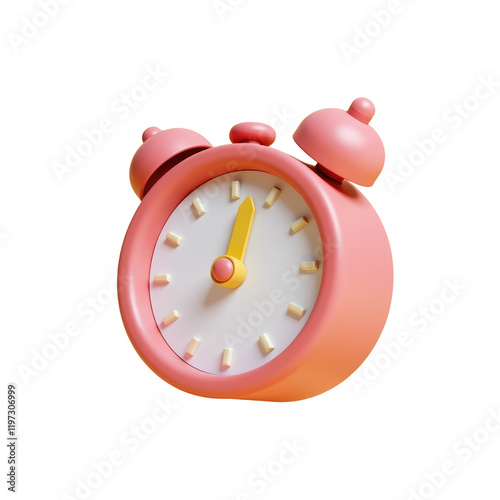 3d-rendered pink alarm clock with a minimalist