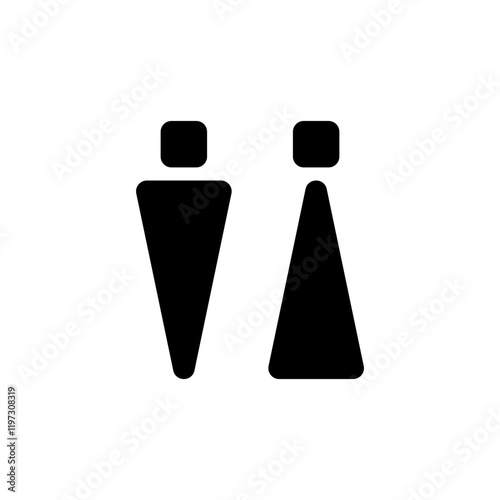 Icon and symbol with man and woman for wc or toilet. Male and female sign. Isolated vector illustration on white background.