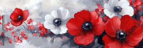 Panel kuchenny z motywem Kwiat Panorama: Vibrant Anemone Blooms Against a Soft Background for Nature Lovers