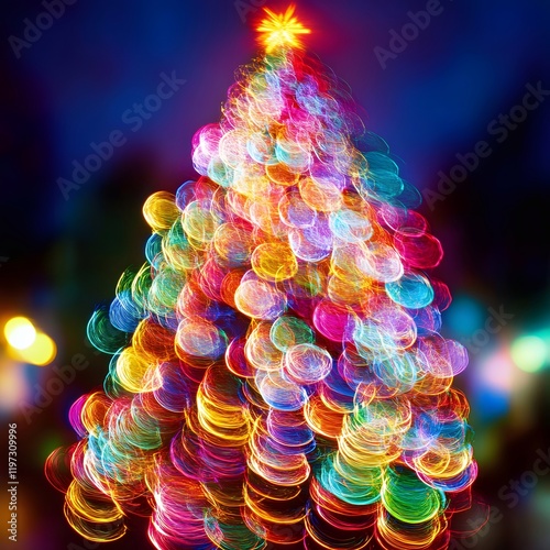 light christmas tree, xmas celebration decoration.